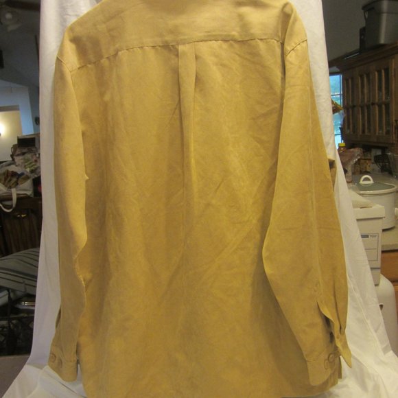 DRESS SHIRT SOLITUDE SUEDELIKE SHIRT, TAN LONG SLEEVES, XL WOMENS - Picture 3 of 8